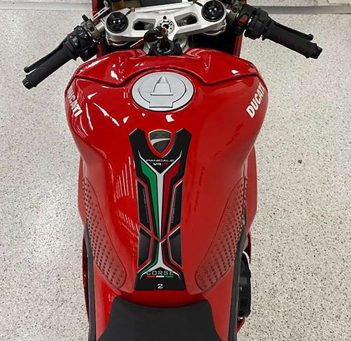Ducati Panigale V4 Yellow, Black and Silver Motor Bike Tank Pad Protector 2019 -2023