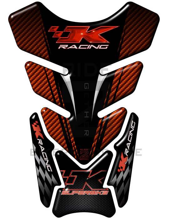 Kawasaki K Racing Red and Black Carbon Fibre Tank Pad / Protector
