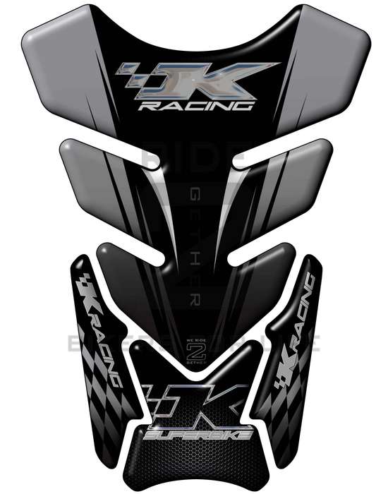 Kawasaki K Racing Grey and Black Tank Pad / Protector