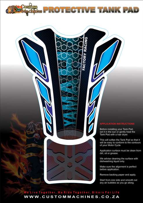 Yamaha Factory Racing Blue Motor Bike Tank Pad Protector