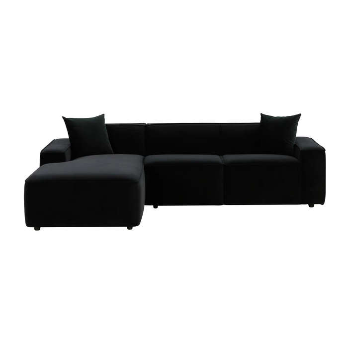 Lola Black Velvet Right hand Sectional - Corner Couch