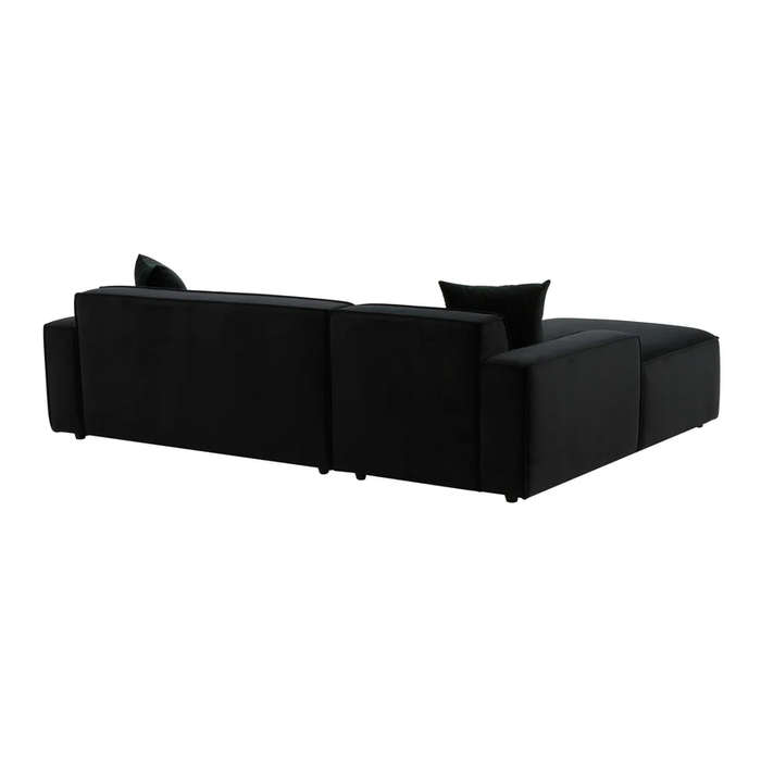 Lola Black Velvet Right hand Sectional - Corner Couch