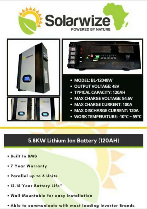 5.8kWh Lithium Ion Battery Wall Mount - Solarwize