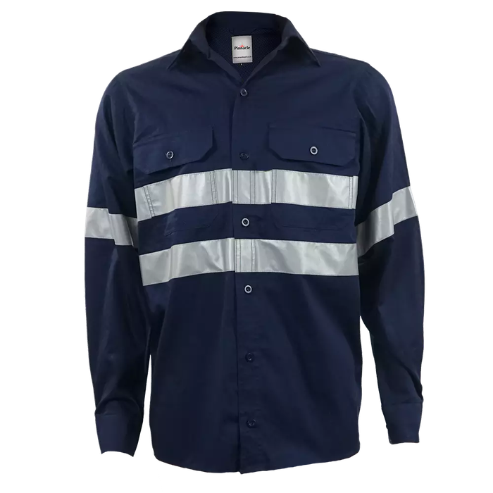 Navy Vented Reflective Mining Shirt