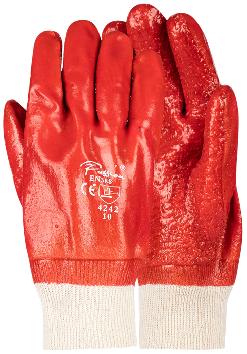 Pioneer Red Pvc Knit Wrist Terry Palm