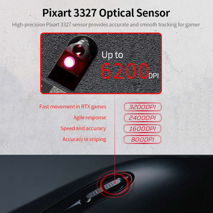 Kingston HyperX Pulsefire Core RGB Wired Mouse Gaming Mouse 6200DPI Ergonomic Mouse Lightweight Mice