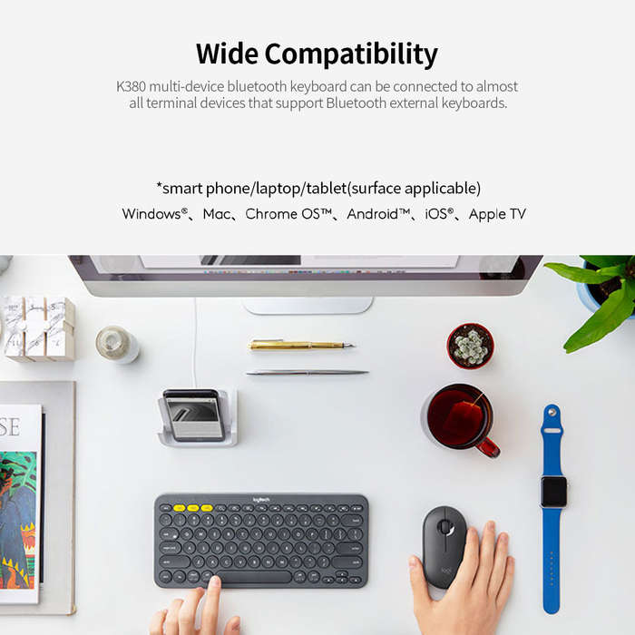 Logitech K380 Wireless BT 3.0 Keyboard EASY-SWITCH Keyboard Multi-device Connection Multiple Operati