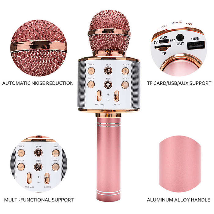Professional BT Wireless Microphone Karaoke Speaker KTV Music Player Singing Recorder Handheld Micro
