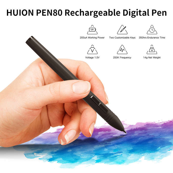 Huion PEN80 Rechargeable Digital Pen Electromagnetic Resonance Pen with 2 Programmable Buttons for N