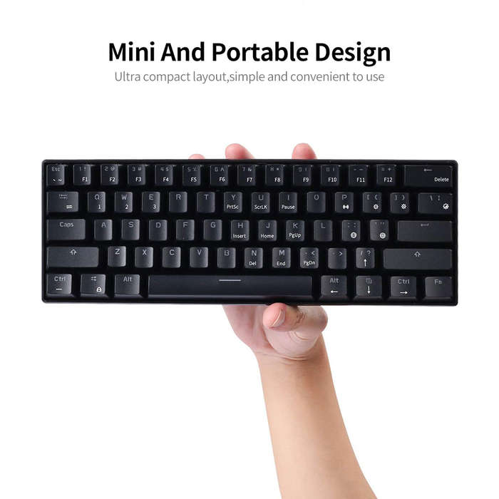 RK61 BT&Wired Dual Mode Keyboard Blue Backlight 61 Key Mini Mechanical Keyboard for Phone/Tablet Whi