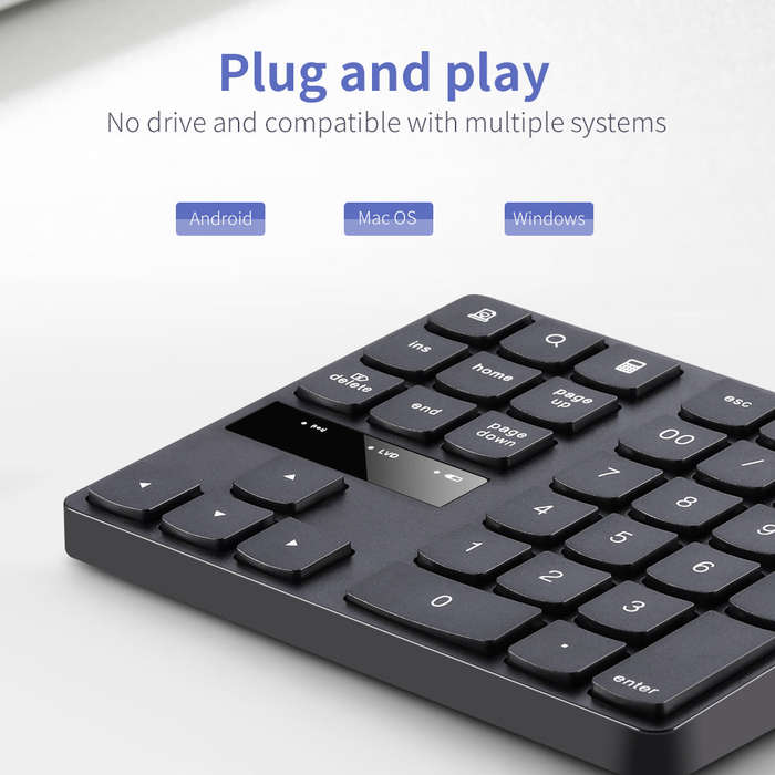 2.4G Wireless Numeric Keyboard Portable 35 Keys Financial Accounting Office Keyboard Built-in Rechar