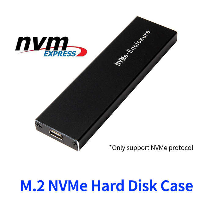 M.2 NVMe SSD Case NVME SSD Enclosure Type-C Interface M.2 NVMe Hard Disk Case Aluminum Alloy Externa