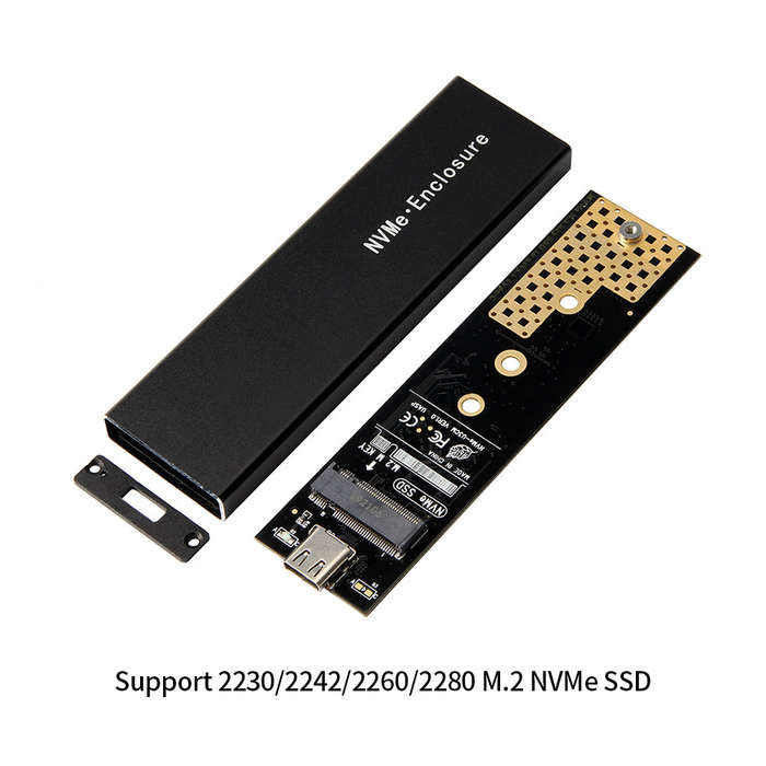 M.2 NVMe SSD Case NVME SSD Enclosure Type-C Interface M.2 NVMe Hard Disk Case Aluminum Alloy Externa