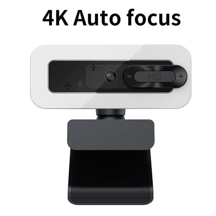 4K Auto Focus USB Webcam Driver-free Web Camera with Noise Reduction Microphone Privacy Cover for Vi