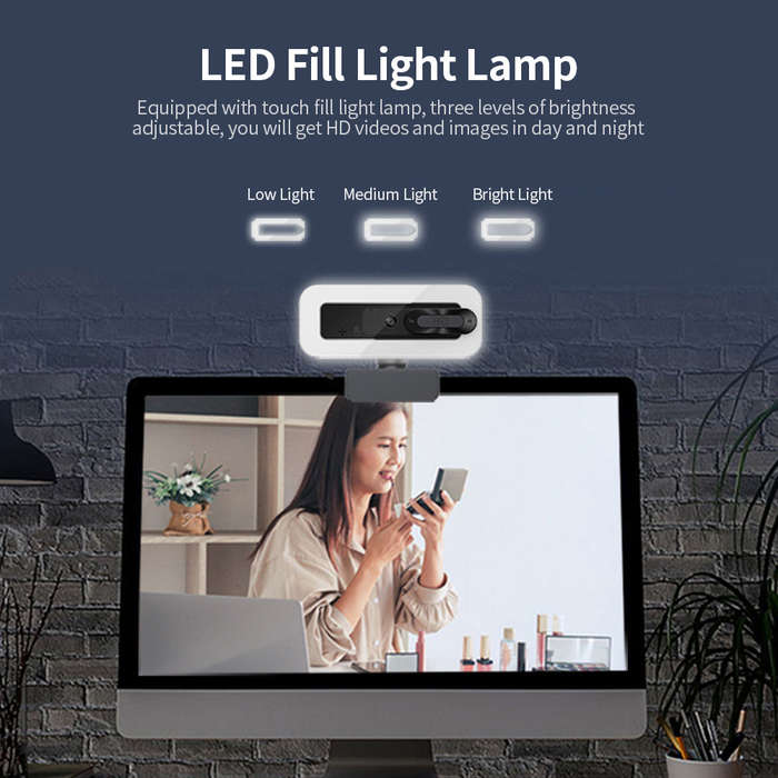 4K Auto Focus USB Webcam Driver-free Web Camera with Noise Reduction Microphone Privacy Cover for Vi