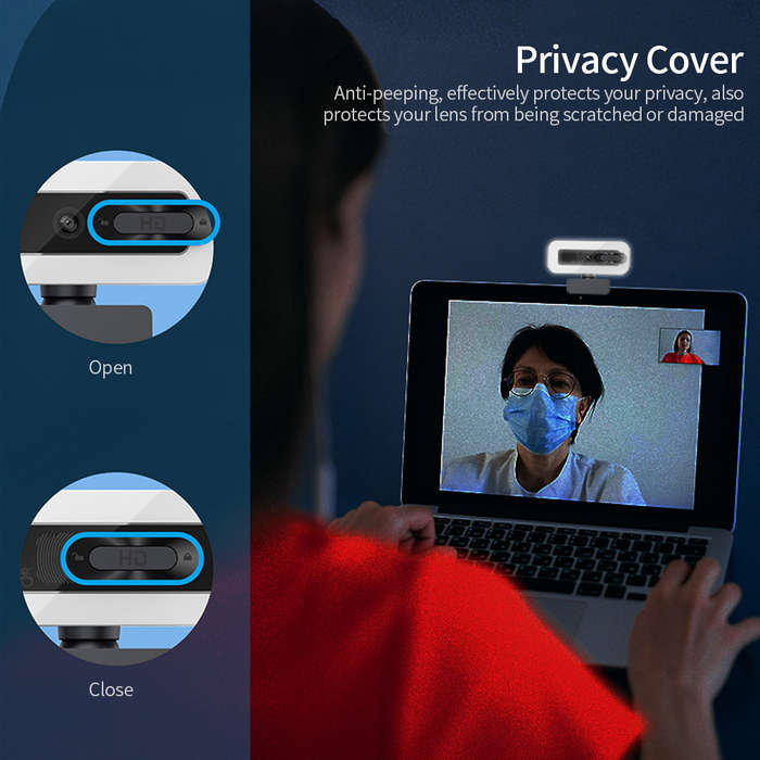 4K Auto Focus USB Webcam Driver-free Web Camera with Noise Reduction Microphone Privacy Cover for Vi