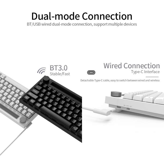 Ajazz K620T BT&Wired Dual-mode Mechanical Keyboard 62 Keys Compact RGB Gaming Office Mechanical Keyb