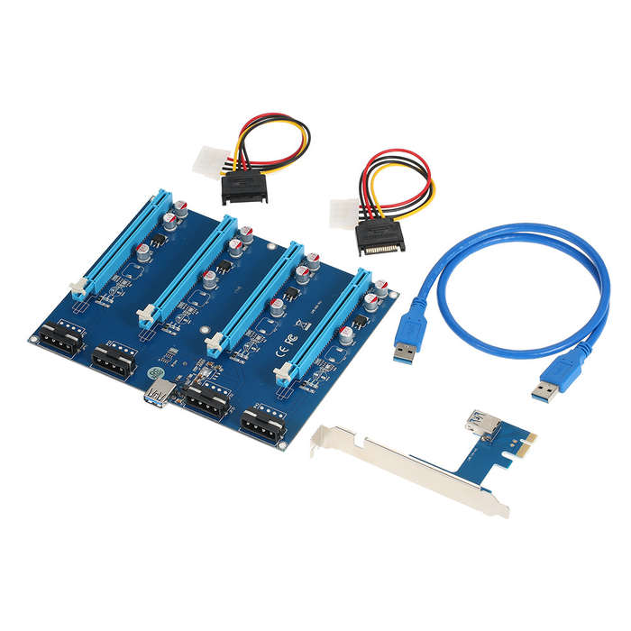 PCI-E Adapter Card PCI-E X1 to PCI-E X16 Expansion Card Converter Card with USB3.0 Cable Power Cable