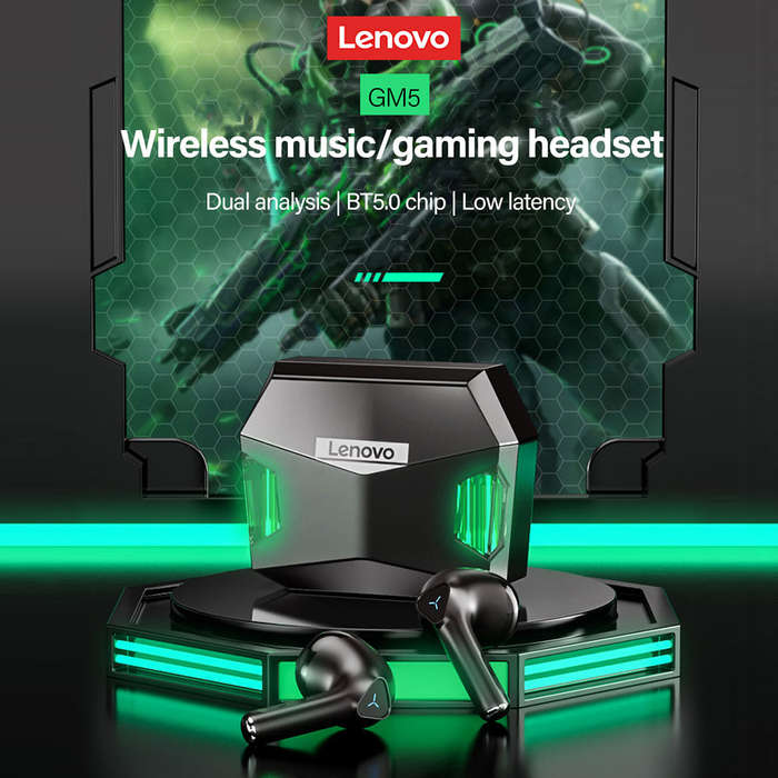 Lenovo GM5 Wireless BT Gaming Headphones Semi-in-ear Sports Earbuds with 13mm Speaker Unit Game/Musi