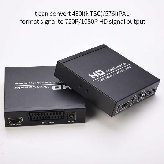 SCART/HD to HD Video Converter Support 720P/1080P Switch PAL/NTSC Switch SCART HD Input HD 3.5mm Aud