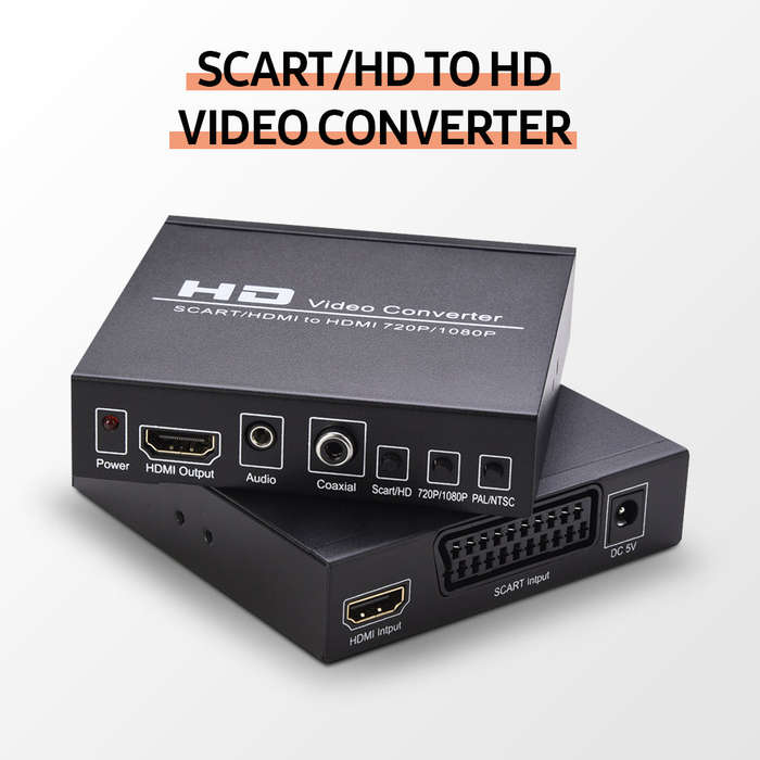SCART/HD to HD Video Converter Support 720P/1080P Switch PAL/NTSC Switch SCART HD Input HD 3.5mm Aud