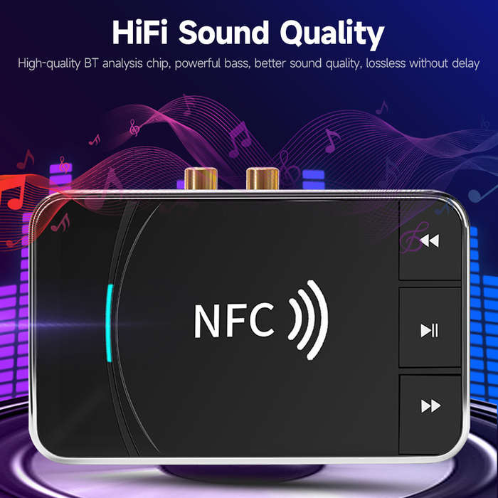 BT5.0 2-in-1 Transmitter Receiver NFC BT Audio Adapter 15m Transmission Distance Lossless Sound Qual
