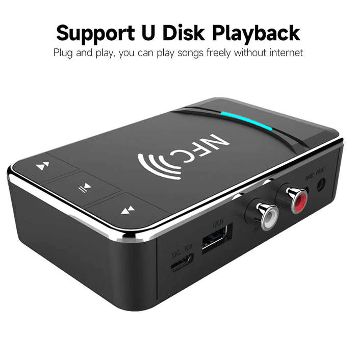 BT5.0 2-in-1 Transmitter Receiver NFC BT Audio Adapter 15m Transmission Distance Lossless Sound Qual