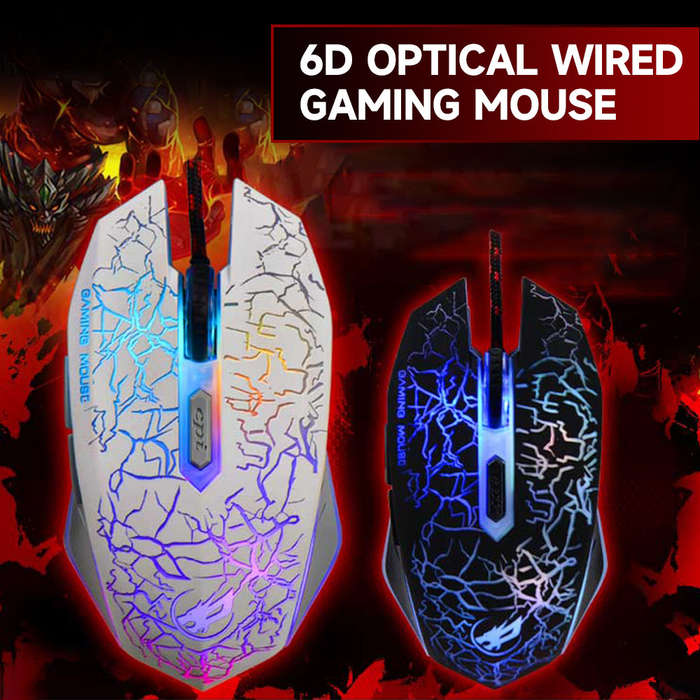 6D Optical Wired Gaming Mouse Game-level Optical Engine Colorful Breathing Light 4-gear Adjustable D