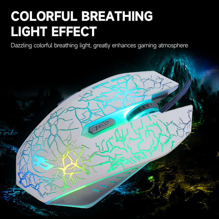 6D Optical Wired Gaming Mouse Game-level Optical Engine Colorful Breathing Light 4-gear Adjustable D