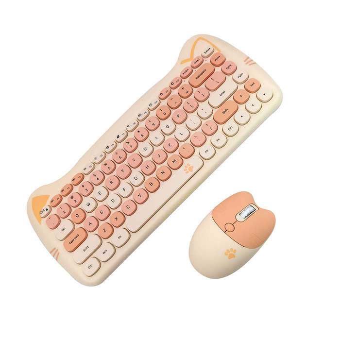 GEEZER 2.4G Wireless Keyboard Mouse Combo 84 Keys Membrane Keyboard Ergonomic Mouse 3-gear Adjustabl