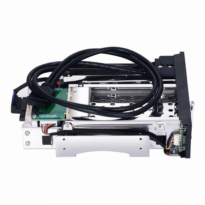5.25 inch Internal Dual Slot Hard Disk Case 2.5+3.5 inch SATA HDD/SSD Enclosure Tool-free Design wit