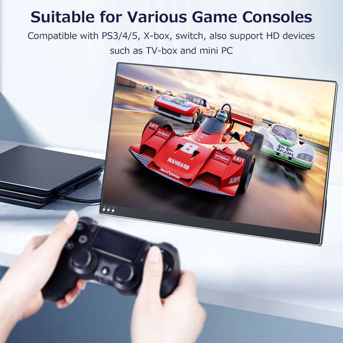 13.3 inch Portable Monitor QLED Screen 1920*1080 Resolution with Integrated Foldable Bracket Wide Co