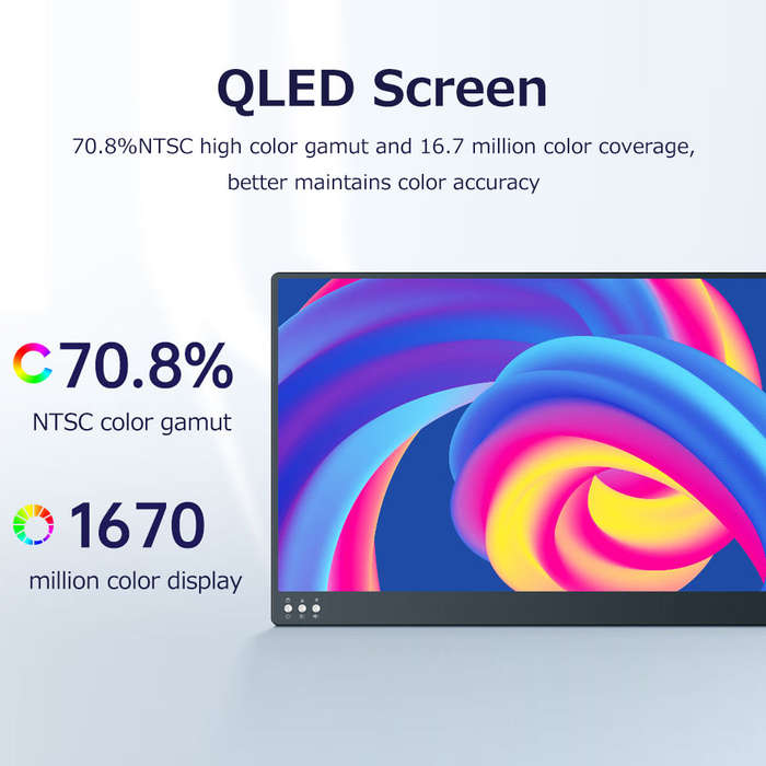 13.3 inch Portable Monitor QLED Screen 1920*1080 Resolution with Integrated Foldable Bracket Wide Co