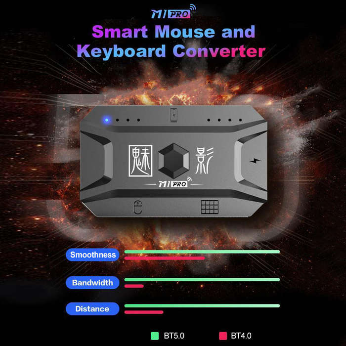 M1 Pro Keyboard Mouse Converter Portable Mobile Game Keyboard and Mouse Adapter BT5.0 Connection Sup