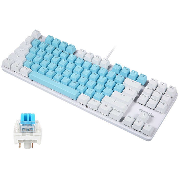 docooler Wired Gaming Keyboard 87 Keys Mixed Light Mechanical Keyboard with Mechanical Blue Switch S