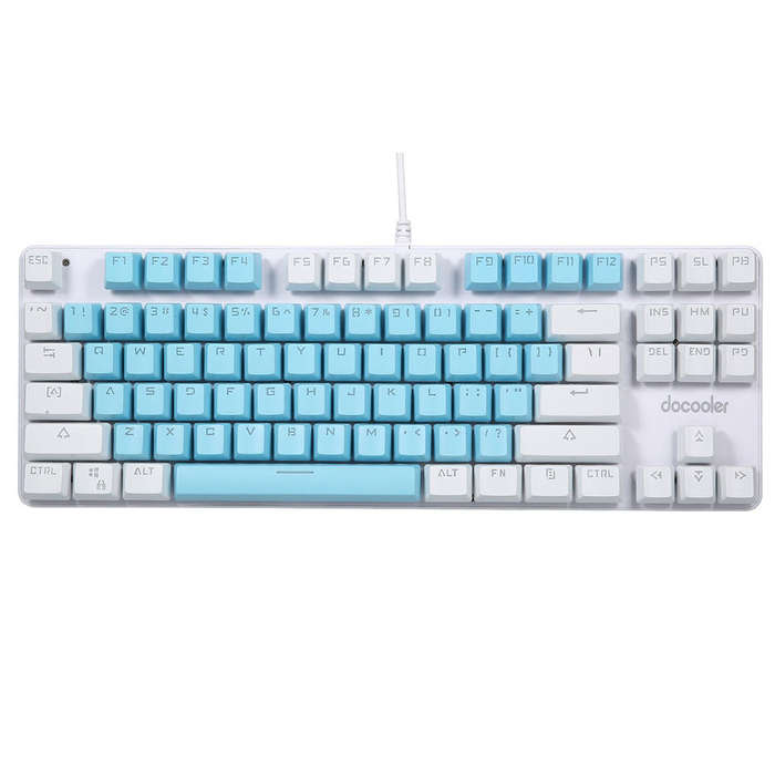 docooler Wired Gaming Keyboard 87 Keys Mixed Light Mechanical Keyboard with Mechanical Blue Switch S