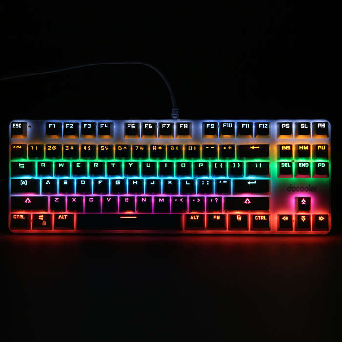 docooler Wired Gaming Keyboard 87 Keys Mixed Light Mechanical Keyboard with Mechanical Blue Switch S