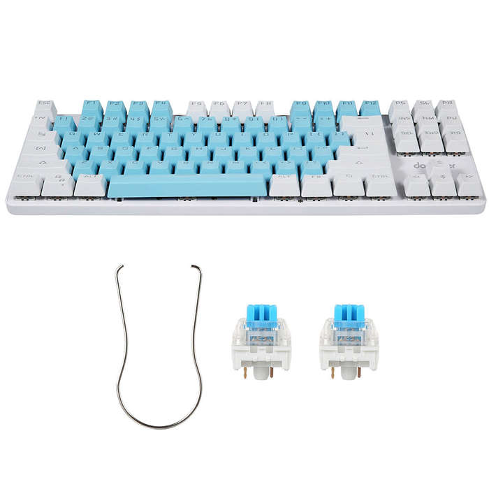 docooler Wired Gaming Keyboard 87 Keys Mixed Light Mechanical Keyboard with Mechanical Blue Switch S