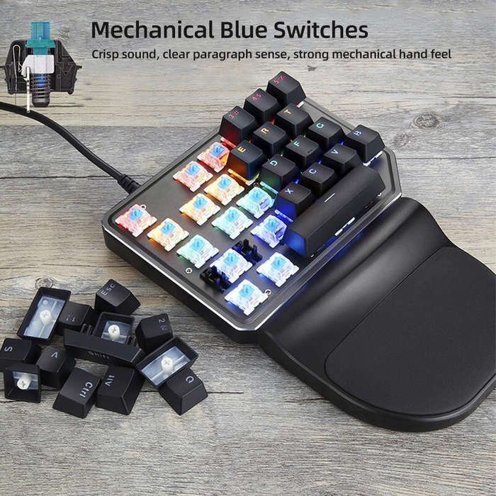 Motospeed K27 One-handed Mechanical Keyboard 27 Keys Wired Gaming Keyboard LED Mixed Light Effect Me