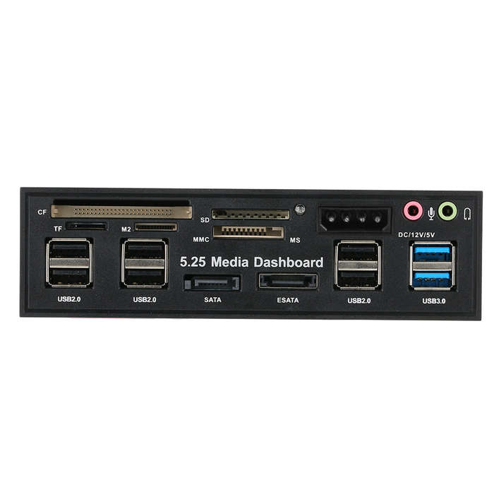 Multi-Function USB 3.0 Hub eSATA SATA Port Internal Card Reader PC Dashboard Media Front Panel Audio