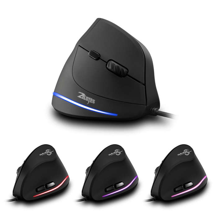 T-20 Mouse Wired Vertical Mouse Ergonomic Rechargeable 4 3200 DPI Optional Portable Gaming Mouse for