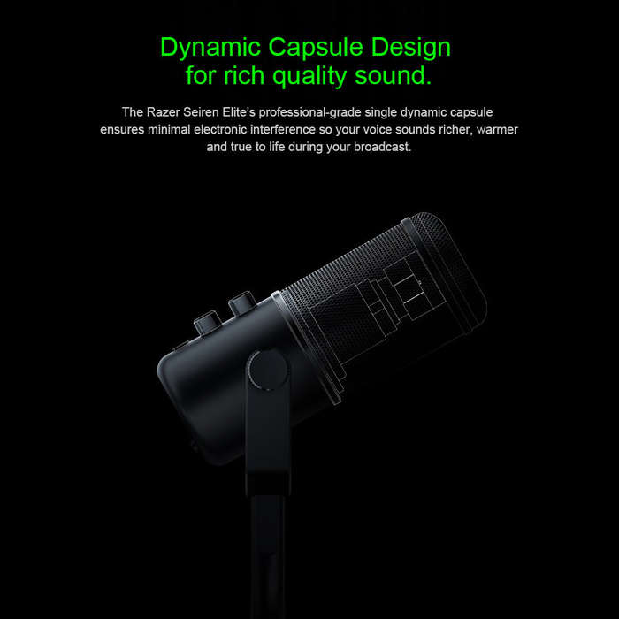 Razer Seiren Elite Microphone Single Dynamic Capsule Built-In High-Pass Filter Digital/Analog Limite