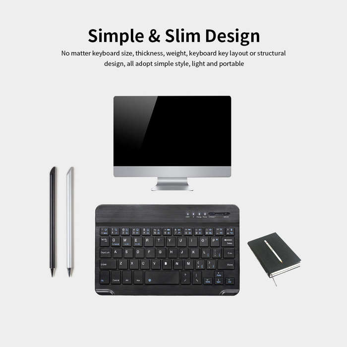 7-inch Wireless BT 3.0 Keyboard Mini Ultra-slim BT Keyboard for Tablet Smartphone Support iOS Window