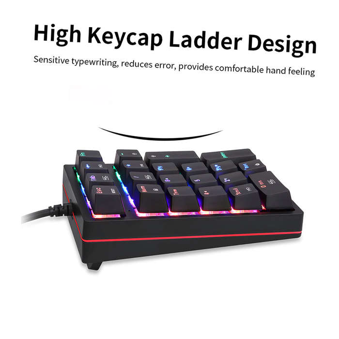 Motospeed K24 Numeric Mechanical Keyboard 21 Keys USB Wired Keyboard with 13 RGB Light Effects OUTEM