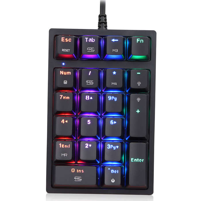 Motospeed K24 Numeric Mechanical Keyboard 21 Keys USB Wired Keyboard with 13 RGB Light Effects OUTEM
