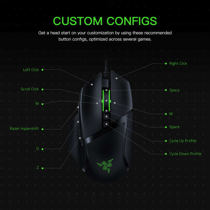 Razer Basilisk V2 Gaming Mouse 20000 DPI Optical Sensor Chroma RGB Lighting 11 Programmable Buttons