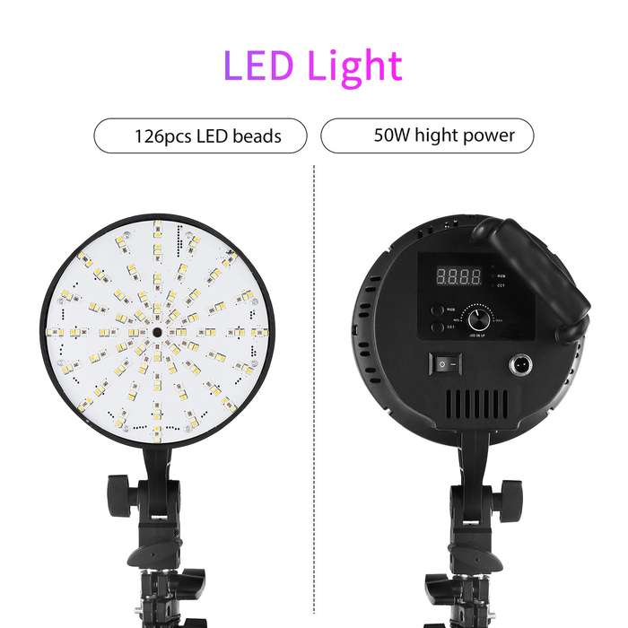 Andoer Studio Photography RGB Softbox Lighting Kit APP Control with 20*28 Inch Softbox * 1/ 50W 3200