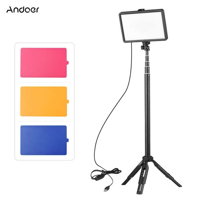Andoer Upgraded USB Bi-color Temperature LED Video Light Kit with 1 * LED Fill Light 3200K-5600K 10