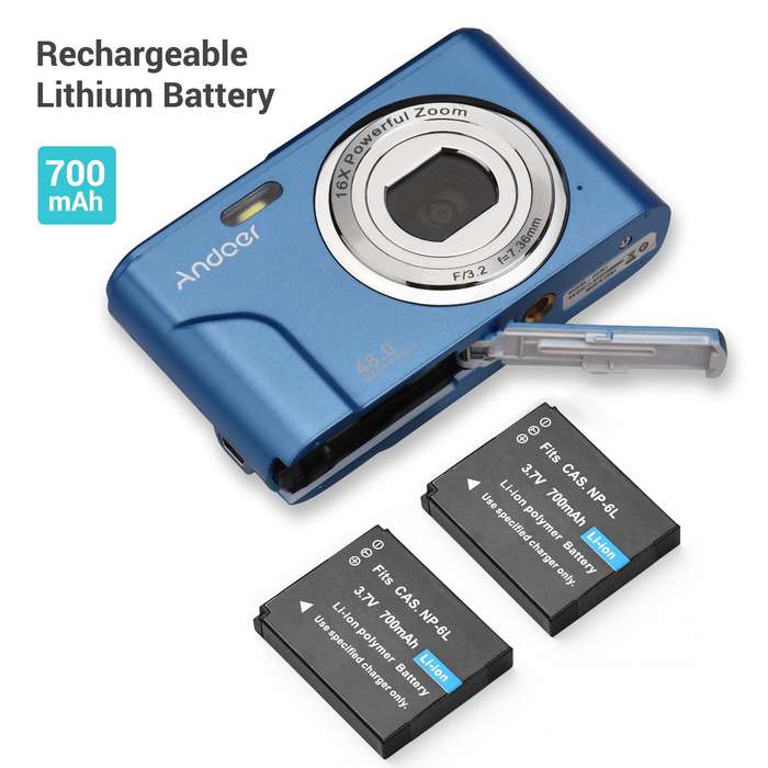 Andoer Portable Digital Camera 48MP 1080P 2.4-inch IPS Screen 16X Zoom Auto Focus Self-Timer 128GB E