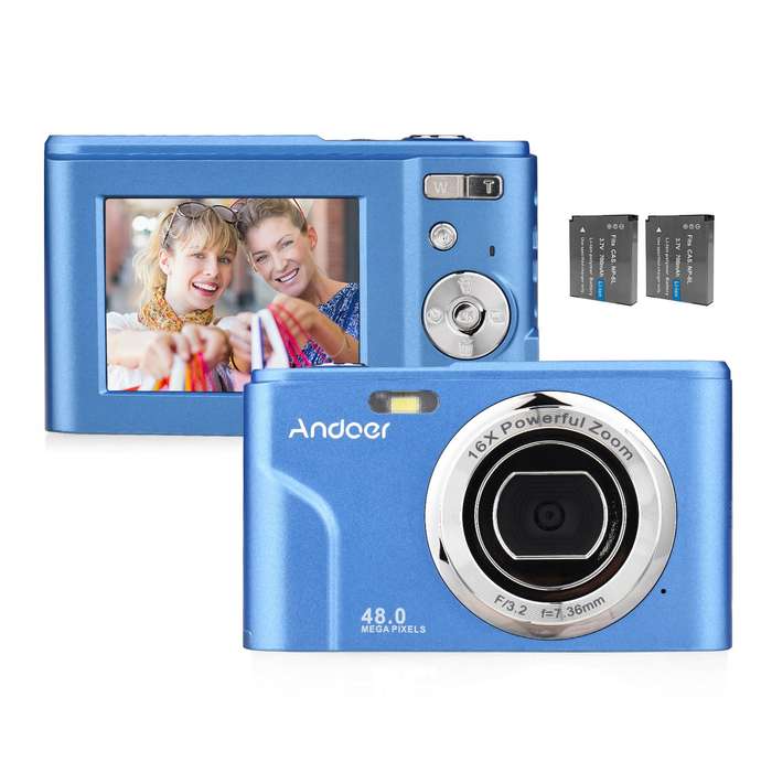 Andoer Portable Digital Camera 48MP 1080P 2.4-inch IPS Screen 16X Zoom Auto Focus Self-Timer 128GB E